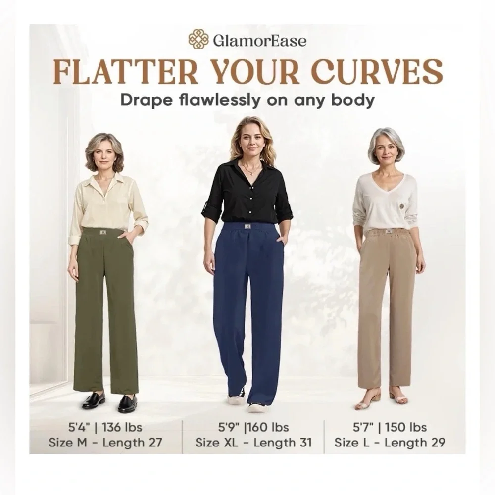 Glamorease Drape Pull On Pants Women's Size XL Regular Navy Straight Leg NWT - Picture 9 of 10